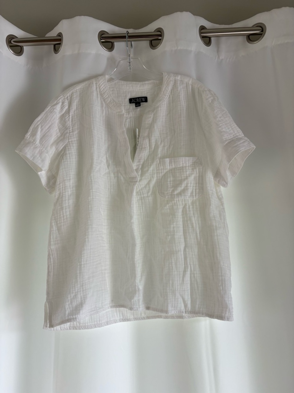 J. Crew White Short-Sleeve Gauze Button-Down Shirt